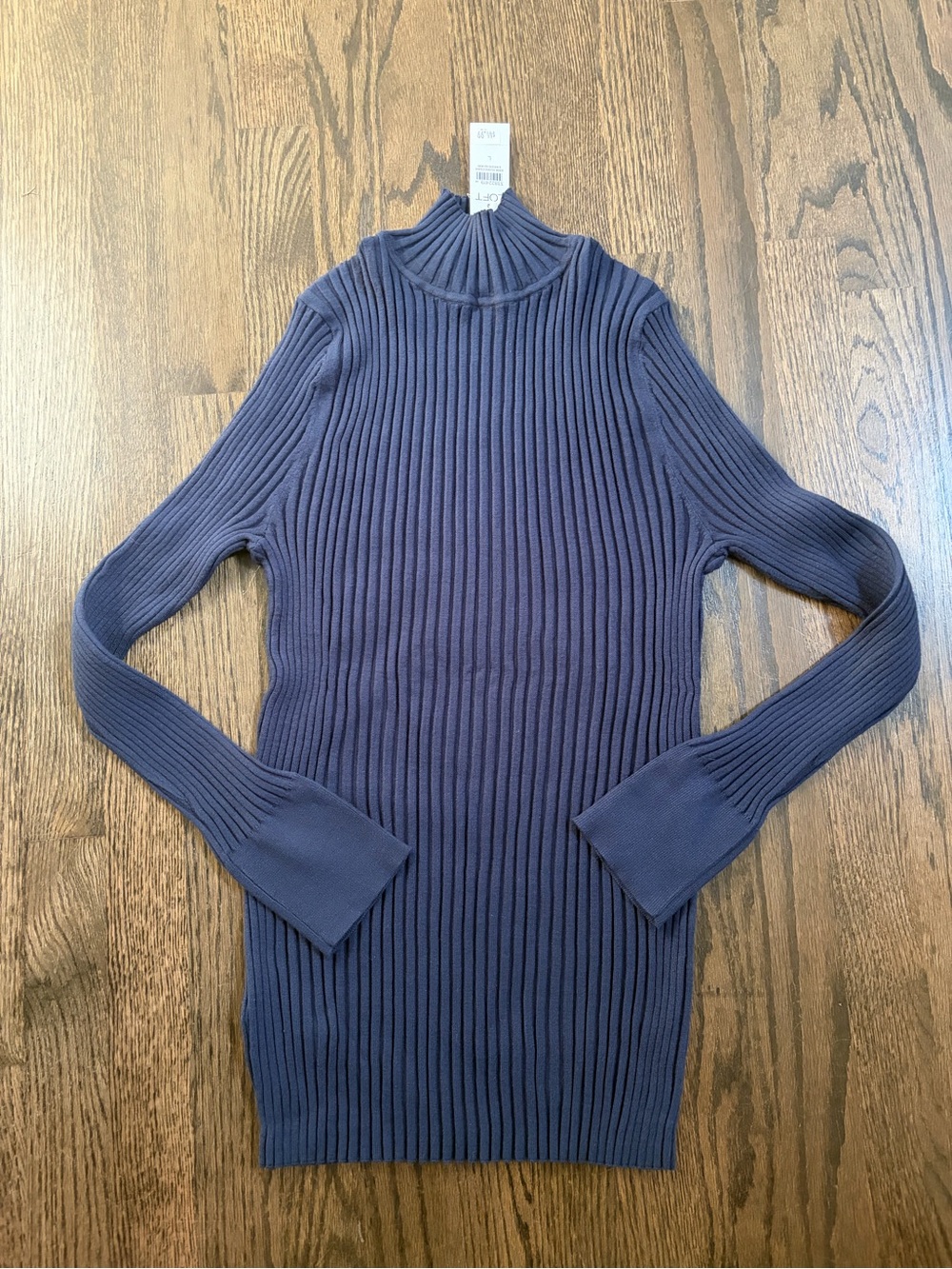LOFT Ribbed  Mock Turtleneck Sweater  - Navy Blue NWT size large